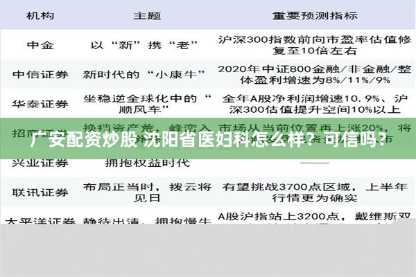 广安配资炒股 沈阳省医妇科怎么样？可信吗？