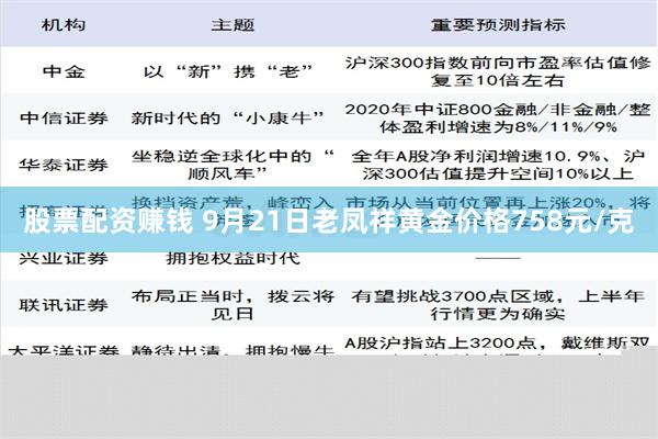 股票配资赚钱 9月21日老凤祥黄金价格758元/克